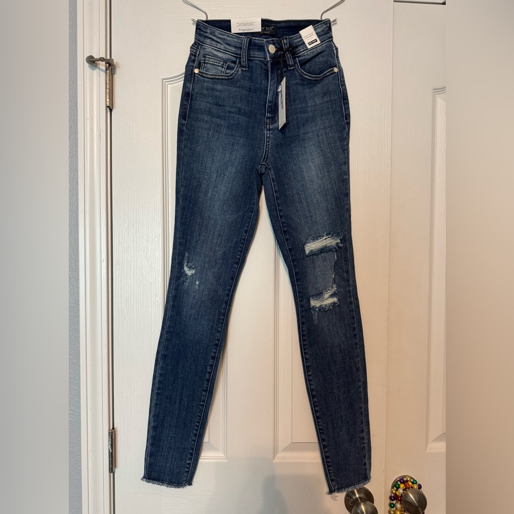Judy Blue Dark Wash High Rise Distressed Skinny Jeans